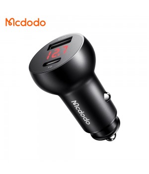 Mcdodo 681 Dual-Port Car Charger 30W Fast Charge Digital Display USB-C + USB PD 3.0 QC4.0 SCP Functions Electric OTP Protection